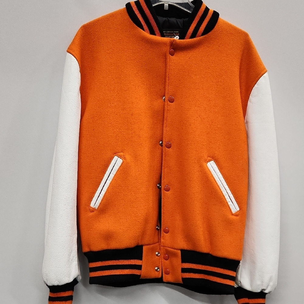 Orange and White Varsity Jacket
